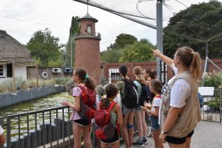 Eine Feriengruppe besucht das Küstenpanorama im Zoo Heidelberg